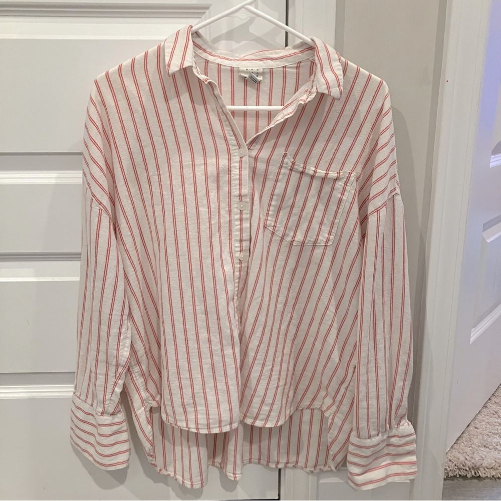 A new day shirt striped collared button down shirt white and red